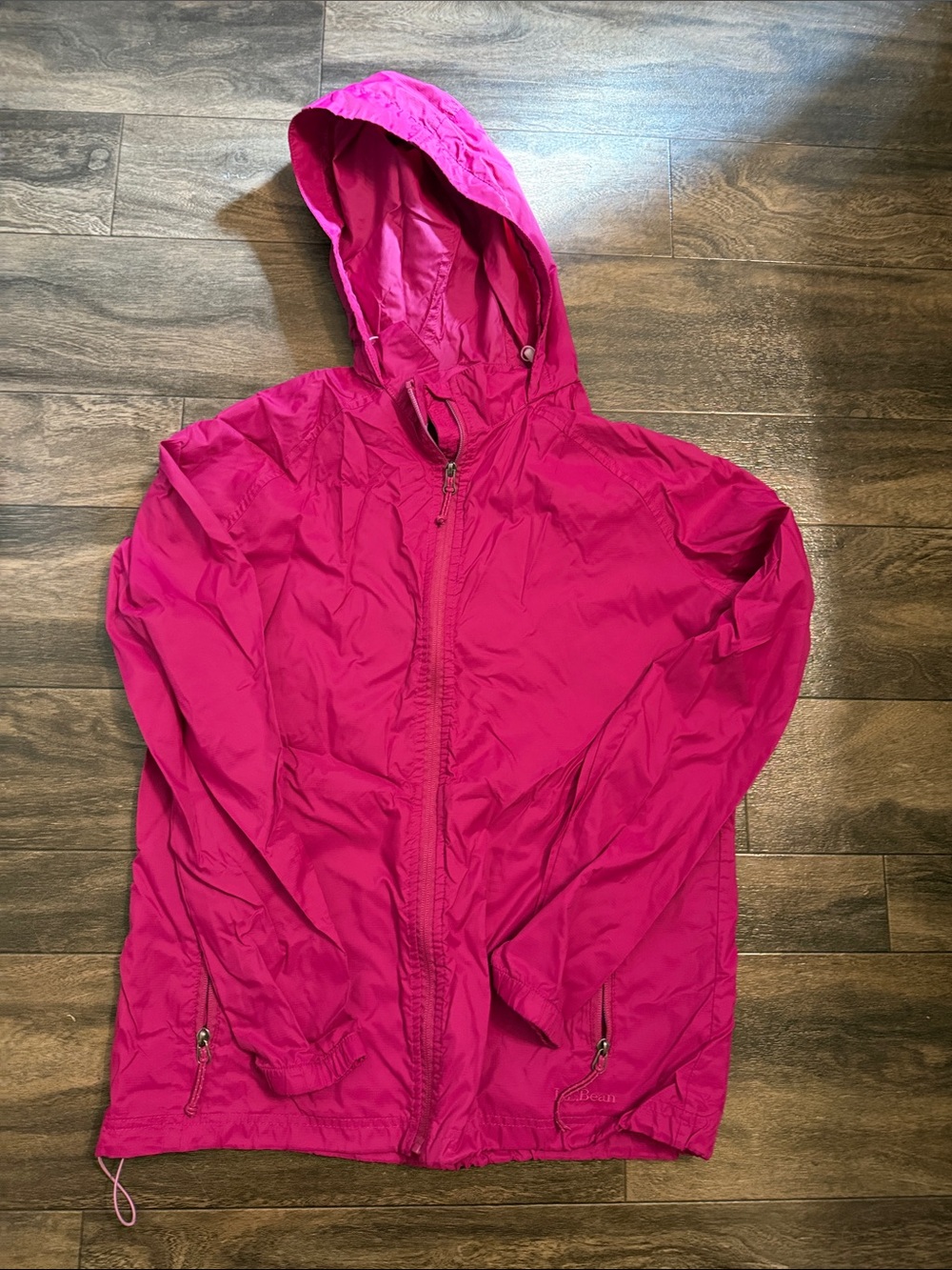 L.L. Bean Hot Pink Hooded Windbreaker Jacket